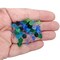 Tiny Flower Beads, 6mm Blue Purple & Green Glass, 42 pc, Adorabilities